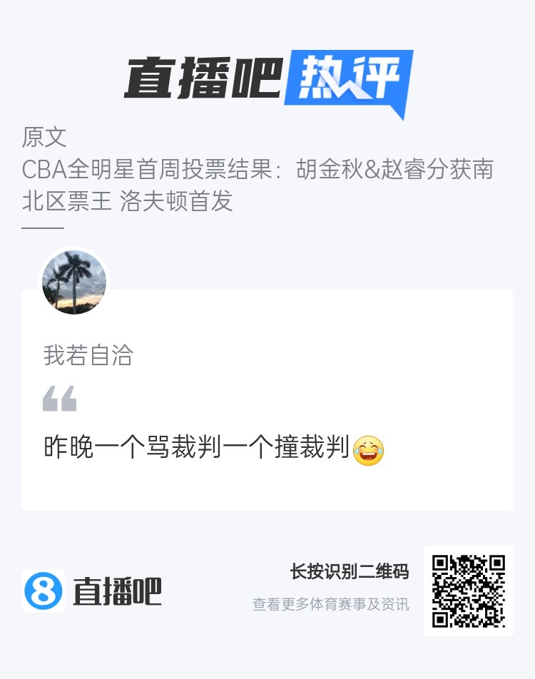 CBA全明星票王和裁判有緣？吧友熱評：一個罵裁判一個撞裁判